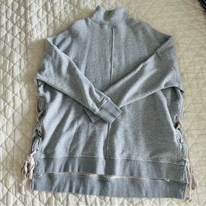 Free People oversized tunic sweatshirt with side tie-up detail